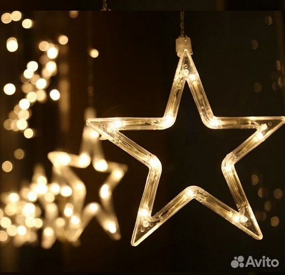 Гирлянда штора звезды