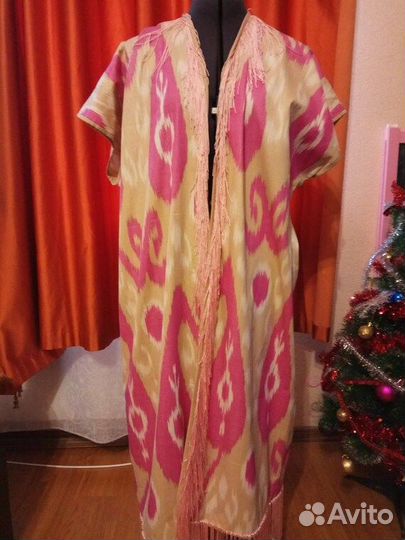 Халат из иката. Узбекский чапан. Кимоно