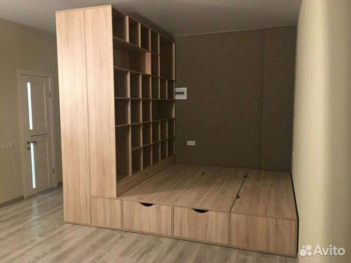 Подиум кровать с системой хранения