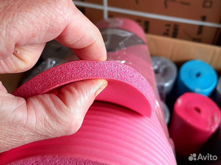 Коврик йоги 1*61*183 см толстый фитнес мат розовый