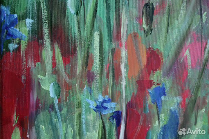 Картина маслом Маки холст 40х45 см