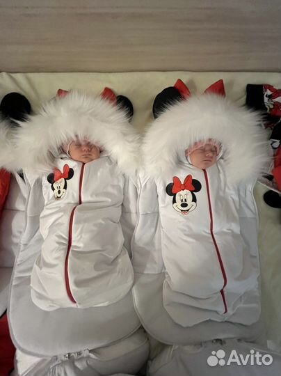 Зимний конверт на выписку для двойняшек