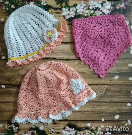 Панамка вязаная, косынка для девочки