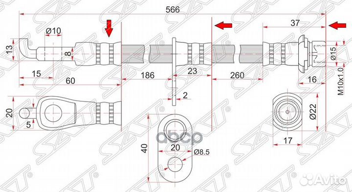 Шланг тормозной перед (Таиланд) toyota BB/cargo