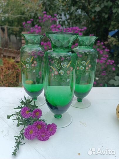 Вазы из цветного стекла СССР