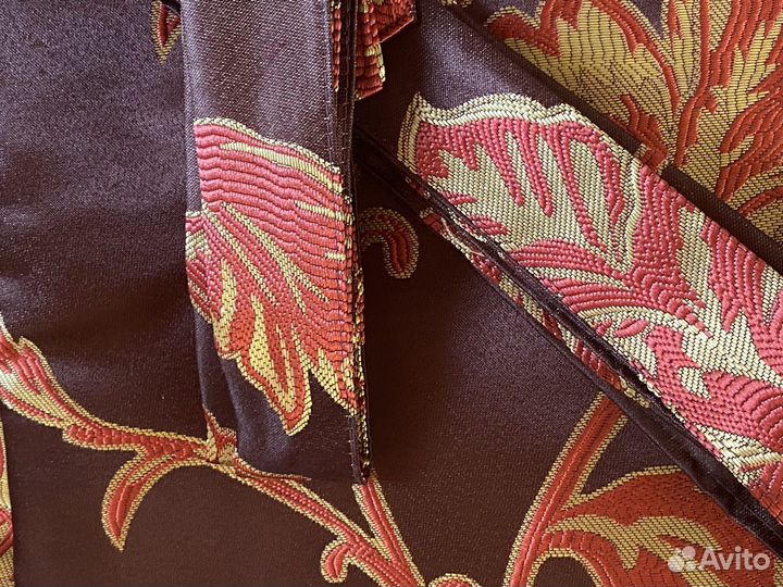 Шторы жаккард с подхватами (темно-бордовые)