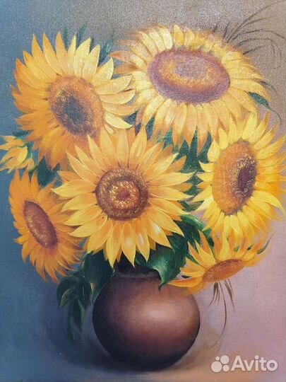 Картина маслом подсолнухи