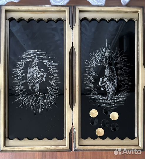 Нарды ручной работы со стеклом