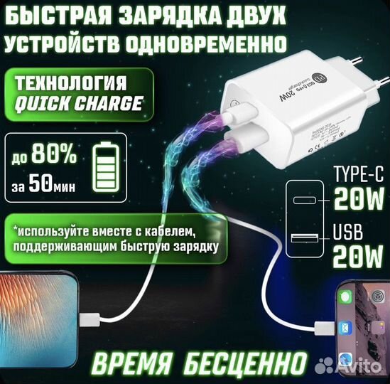 Блок питания 20w type c и usb 3.0