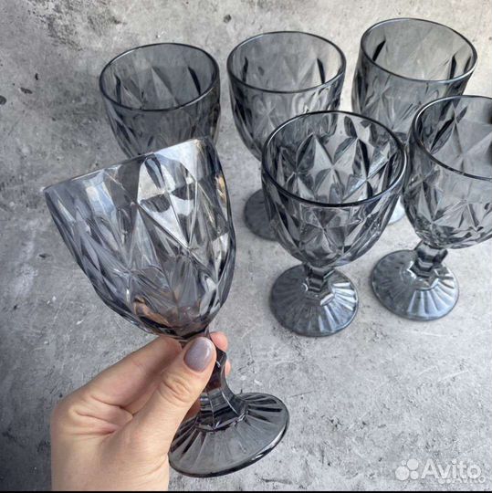 Набор винтажных бокалов 6шт для вина