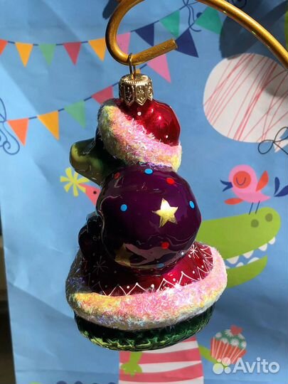 Елочная игрушка змейка дед мороз ариель