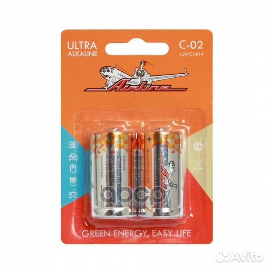 Батарейки LR14/С щелочные 2 шт. блистер C02 AIR