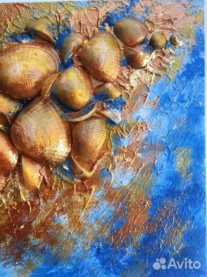 Картина панно из ракушек море пейзаж