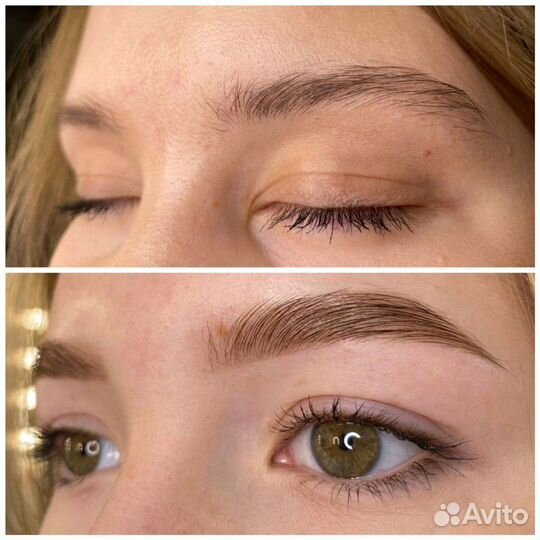 Художественное оформление бровей хной, красной