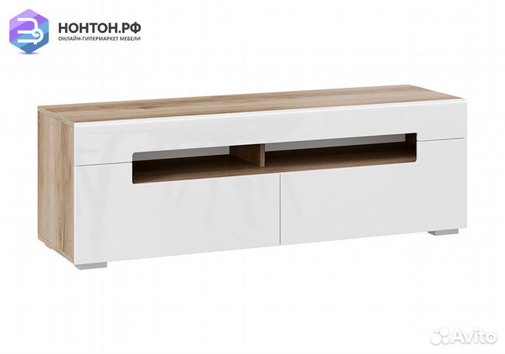 Тумба под тв Фьюжн белый глянец / дуб делано