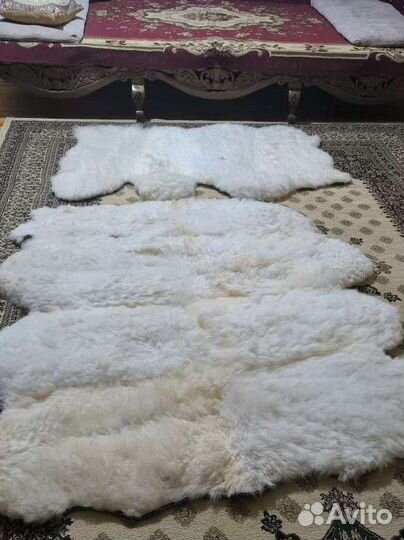 Плед ковёр коврик белый меховая овчина