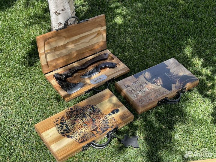 Набор кованый топор + шкуросьемный нож