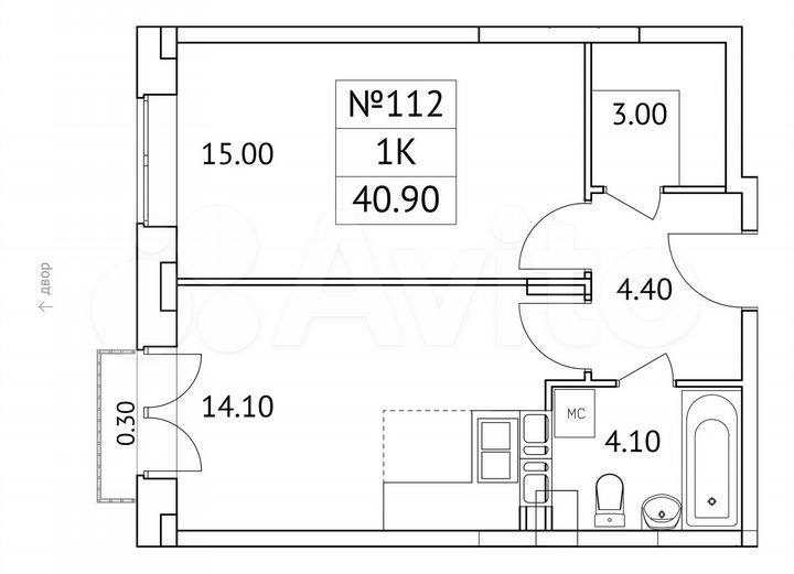 1-к. квартира, 40,9 м², 5/11 эт.