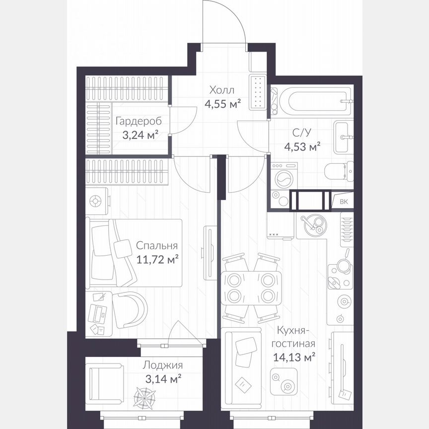 1-к. квартира, 39,7 м², 9/11 эт.