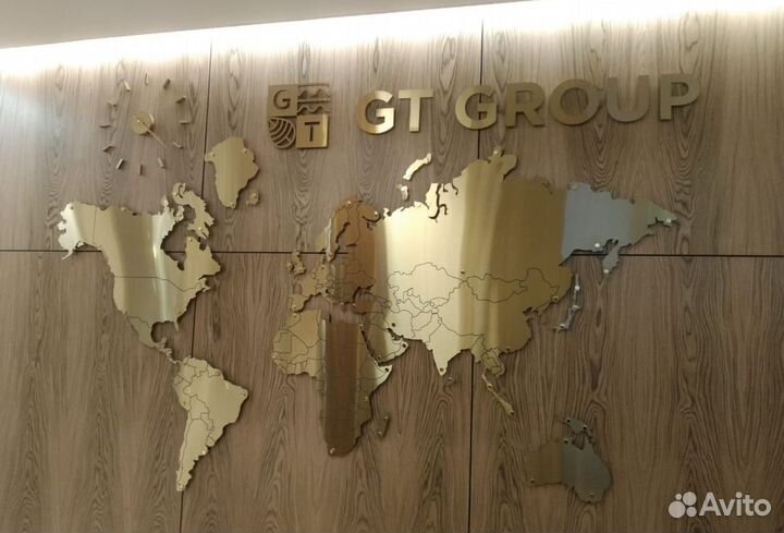 Карта мира с подсветкой на стену. Панно объемное