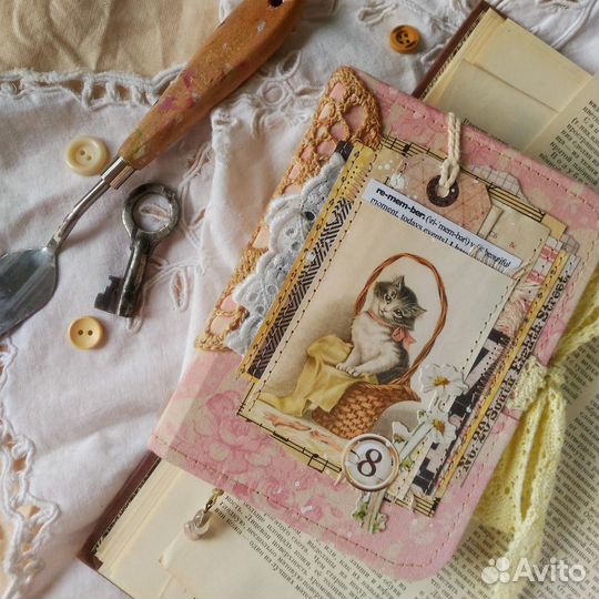 Блокнот с кошечкой, скетчбук ручной работы