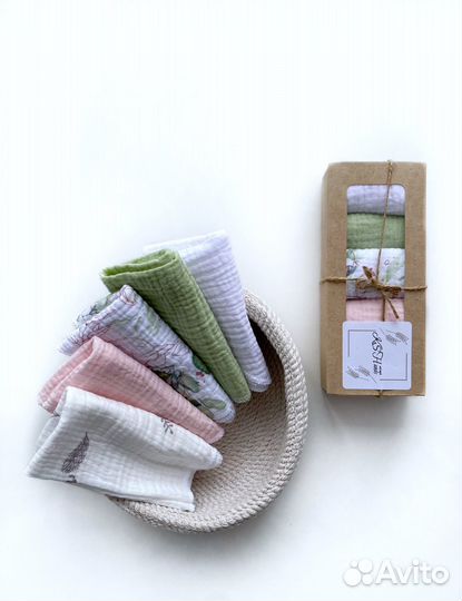 Платочки муслиновые 5 шт в упаковке