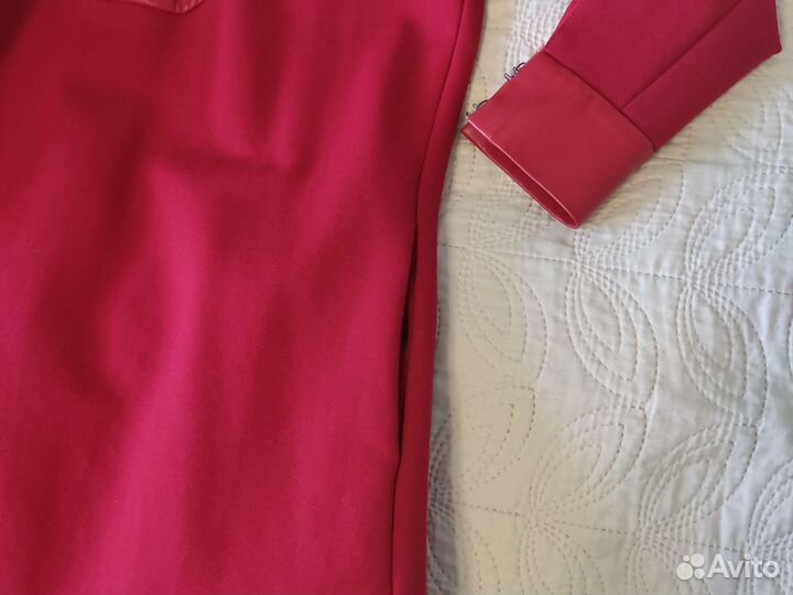 Платье со вставками из натуральной кожи, S