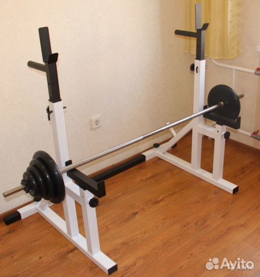 Стойка под штангу + Штанга общим весом 76 кг