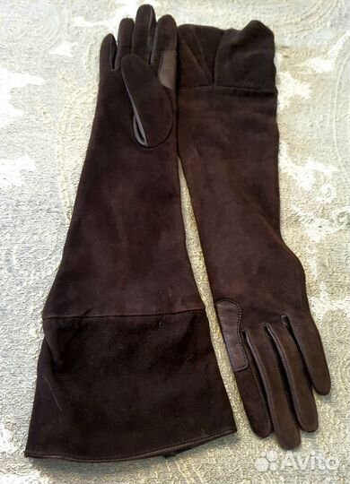 Перчатки женские высокие замша/кожа (7) Eleganzza