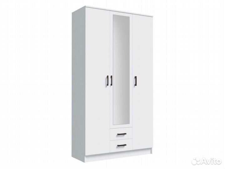 Шкаф Трио трехдверный, белый гладкий