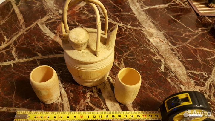 Чайник из секции бамбука и набор пиал для чая