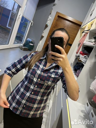 Рубашка женская в клетку (M ) хлопок