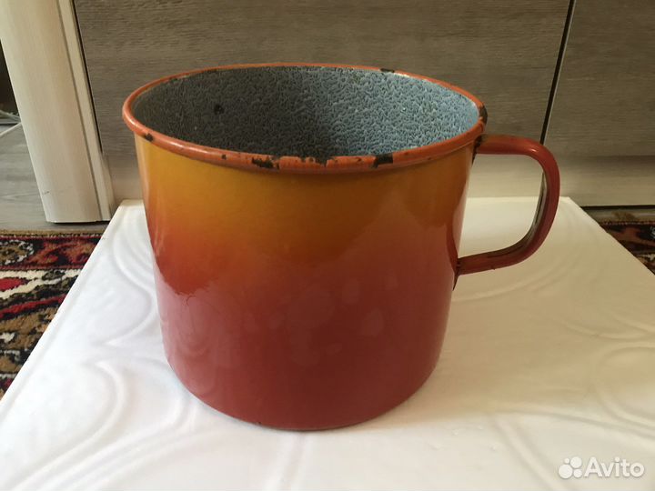 Старинная эмалированная кружка ковш 5 л