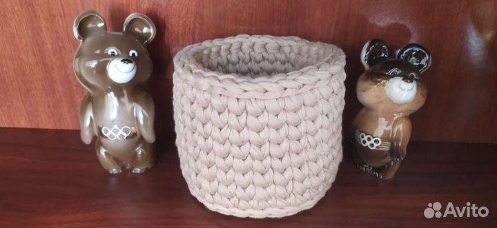 Вязаные корзинки из трикотажной пряжи