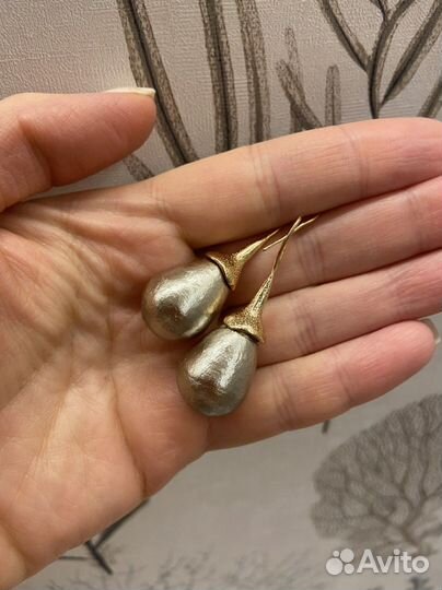 Серьги с хлопковым жемчугом