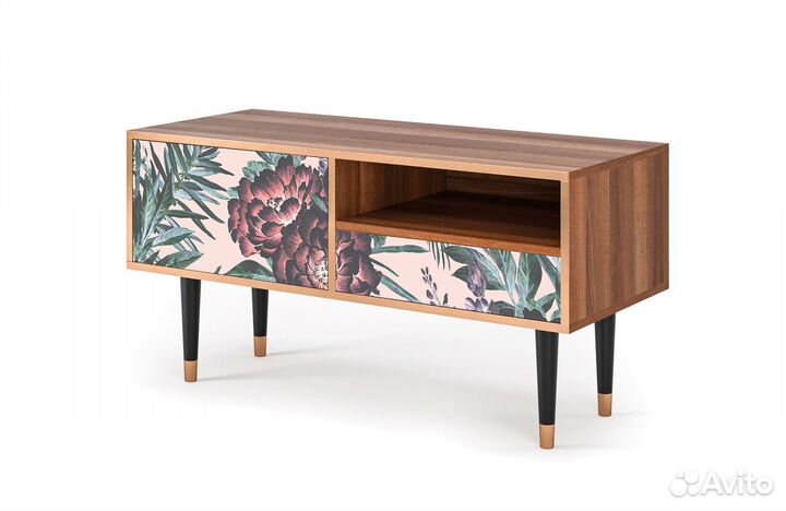 Тв-тумба T3 - Орех - Peach Peonies