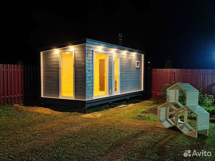 Баня с террасой модульная