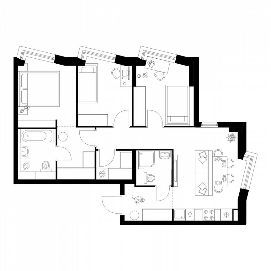 3-к. квартира, 67,8 м², 12/12 эт.