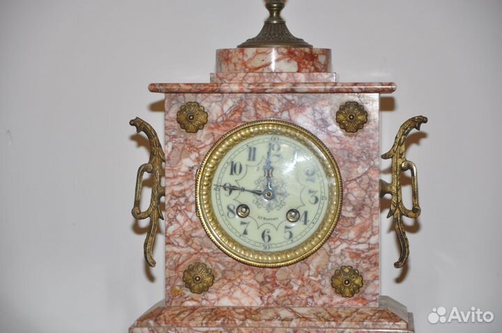 Часы каминные настольные мрамор камень Франция