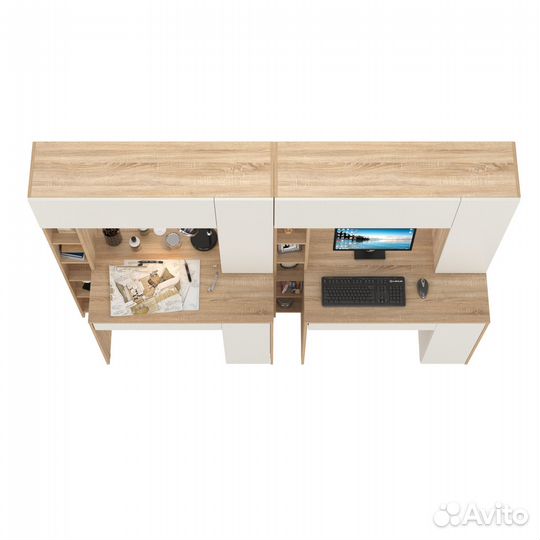 Два стола с надстройкой Mobi Комфорт 12.71 цвет дуб сонома/белый