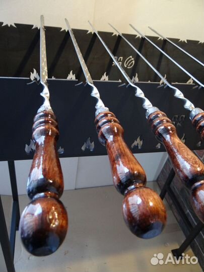 Шампур 450*12*3мм, нержавейка, дер.ручка