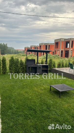 Мангал с печкой под казан и коптильней