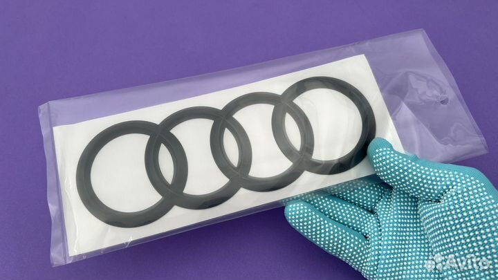 Эмблема Audi 202 мм чёрные кольца значок Ауди