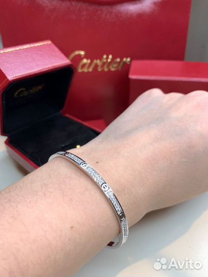 Браслет cartier love тонкий с бриллиантами