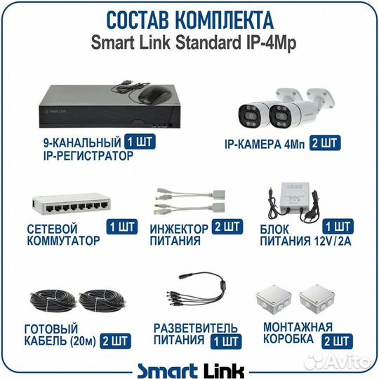 Комплект IP-видеонаблюдения SMART Link SL-IP4M2B