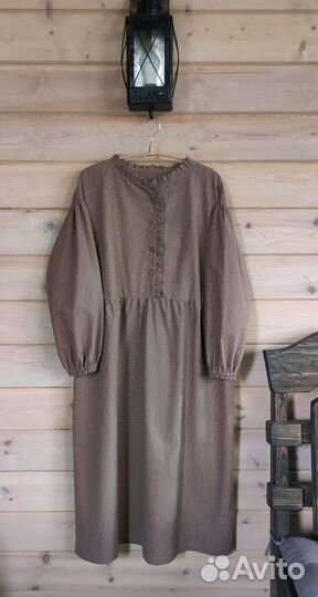 Платье свободного кроя из теплого хдопка