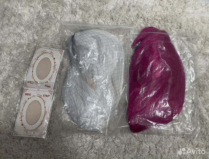 Парик розовый белый