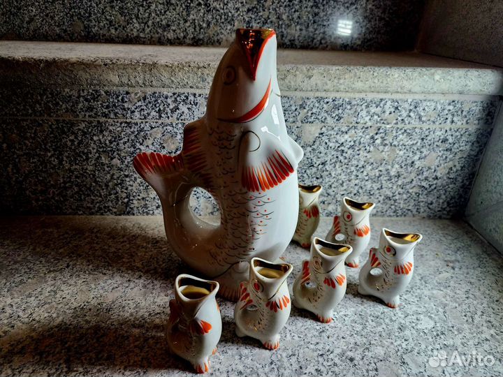 Набор штоф и рюмки Рыбки