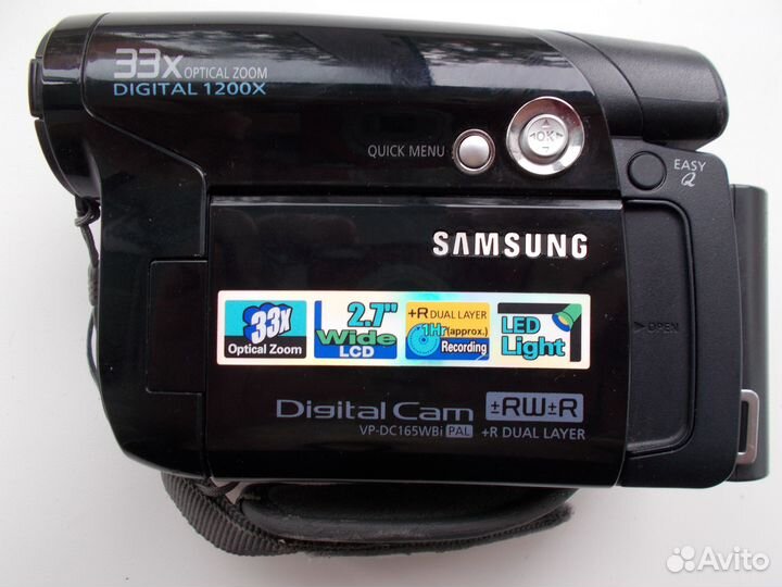 Видеокамера dvd r/rw, samsung vp-dc165wbi