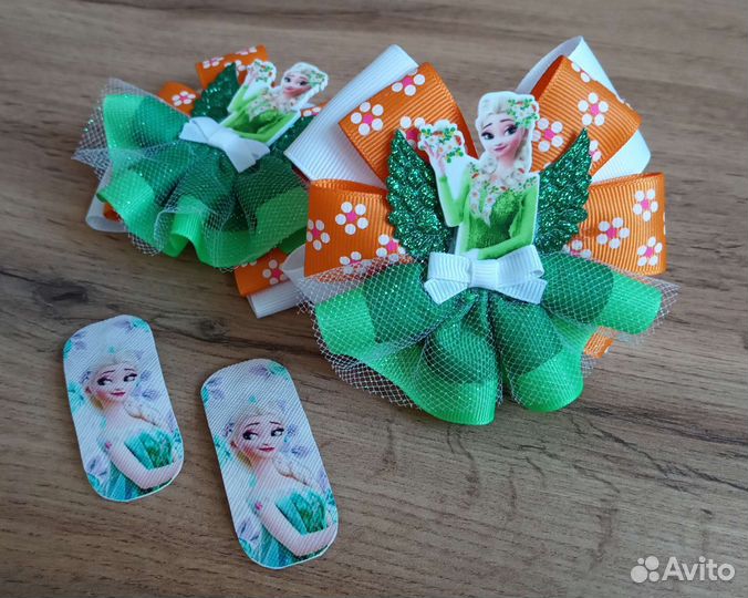 Бантики с Эльзой и заколки клик клак